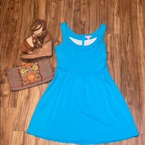 Lilly Pulitzer women’s dress large 12 14 mini Agatha Turquoise blue stretch NWOT